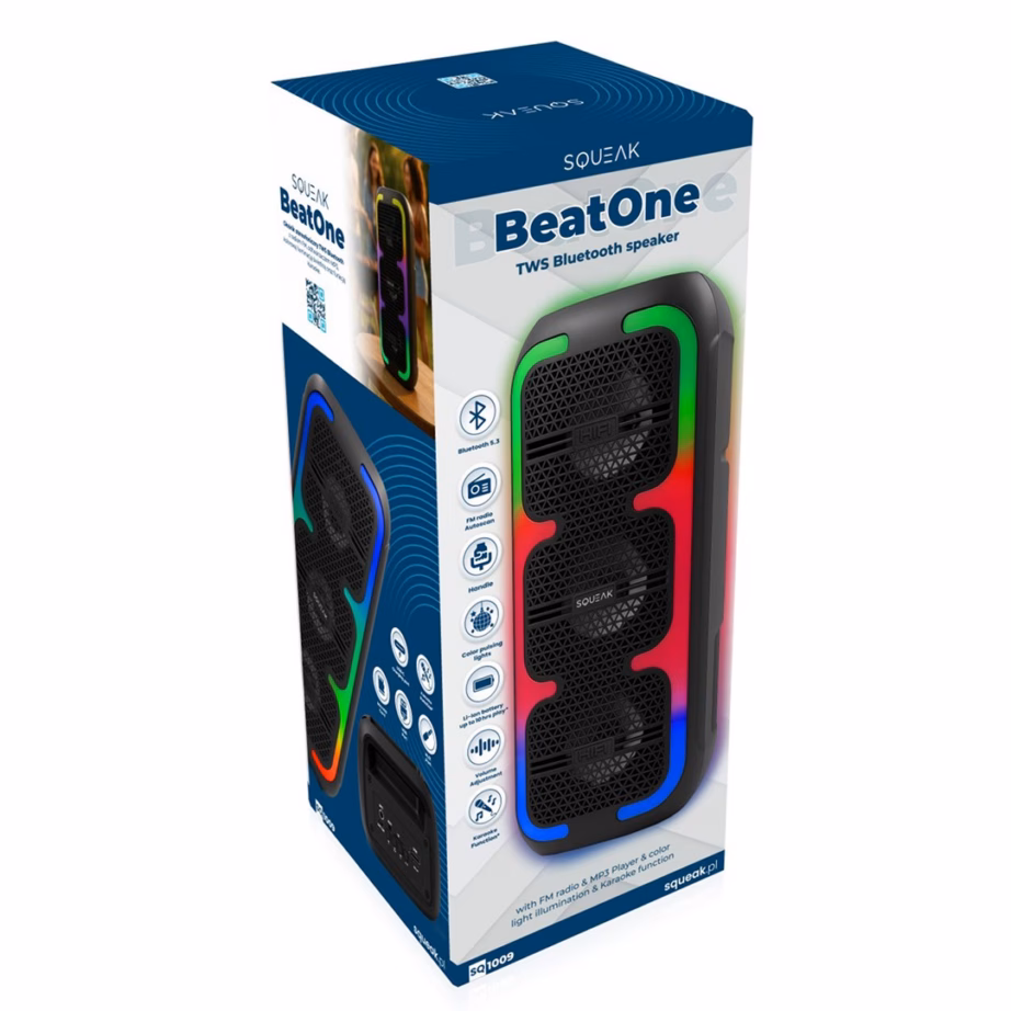 Kaasaskantav Bluetooth-kõlar SQUEAK BeatOne SQ1009, 45 W RMS, LED-valgustus, FM-raadio - 8