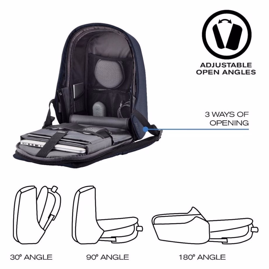 Vargusvastane seljakott XD DESIGN Bobby Hero XL P705.715, tumesinine, 21,5 l, USB, RFID - 10