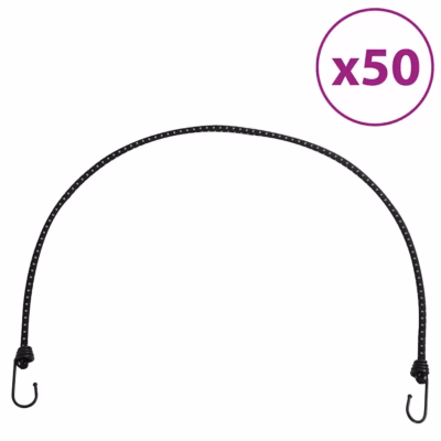 Helkurribadega bungee kinnitusnöör konksudega, 50 tk, 100 cm, must