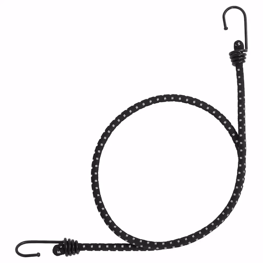Helkurribadega bungee kinnitusnöör konksudega, 50 tk, 100 cm, must - 3