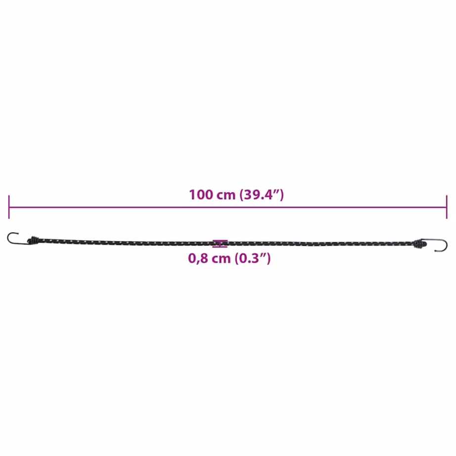 Helkurribadega bungee kinnitusnöör konksudega, 50 tk, 100 cm, must - 7
