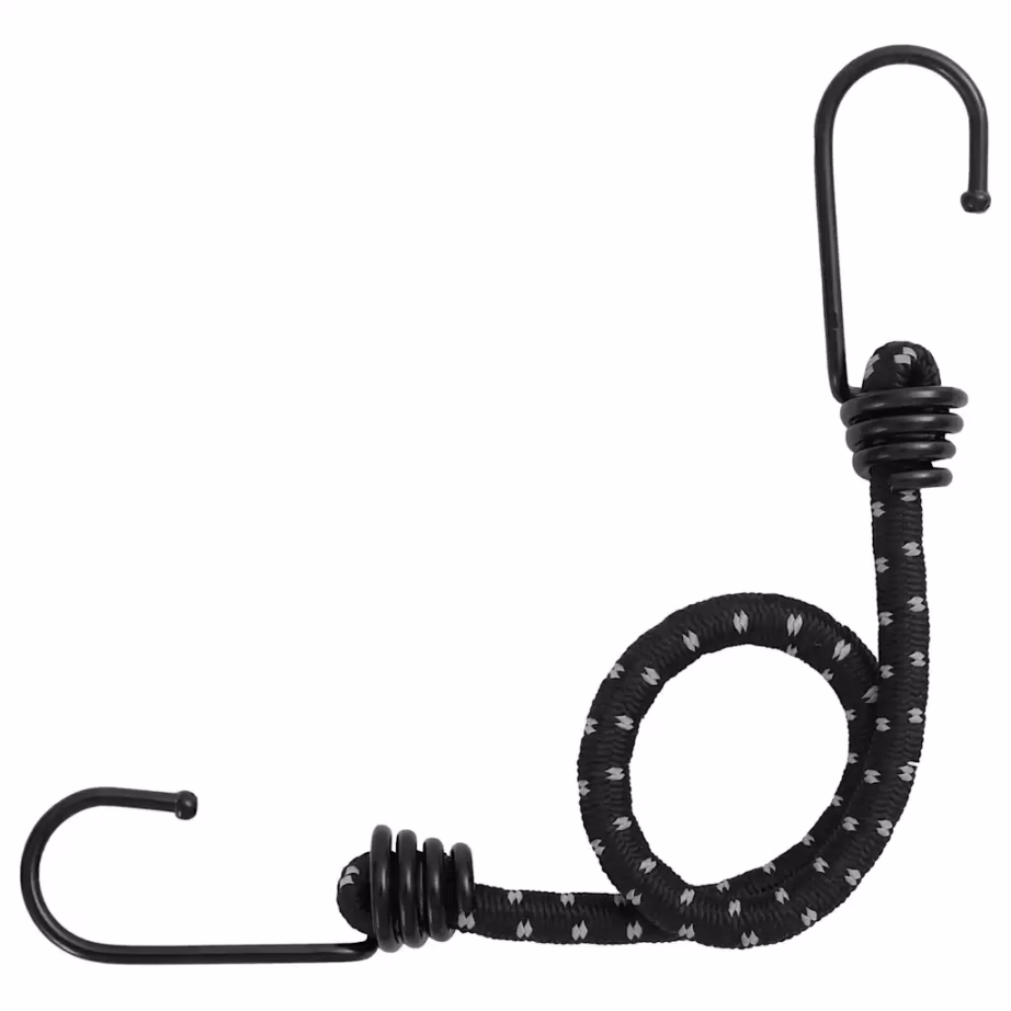 Bungee nöörid helkurribaga ja konksudega 25 tk, 38 cm, must, 50 kg - 3