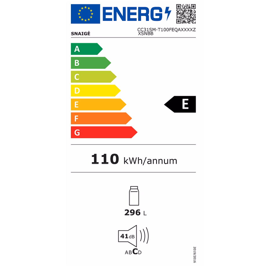 Eraldiseisev külmik SNAIGE CC31SM-T100FE, 296 l, 60 cm, valge, energiaklass E - 2