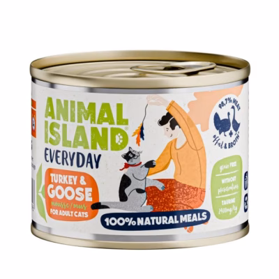 Kasside märgtoit ANIMAL ISLAND Everyday Turkey and goose, täiskasvanule, 200 g