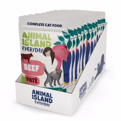 Kassimärgtoit ANIMAL ISLAND Pate Beef, täissööt täiskasvanud kassidele, 1,12 kg