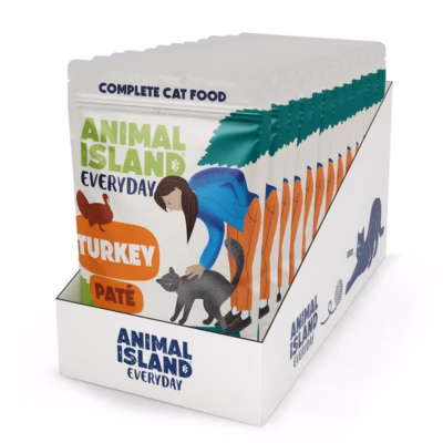 Kassimärgtoit ANIMAL ISLAND Pate Turkey, täissööt täiskasvanud kassile, 12 × 100 g