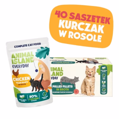 Kassi märgtoit ANIMAL ISLAND Chicken in broth, täissööt täiskasvanud kassile, 40 × 85 g