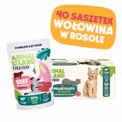 Kassi märgtoit ANIMAL ISLAND Beef in broth, veiseliha puljongis, täissööt täiskasvanule