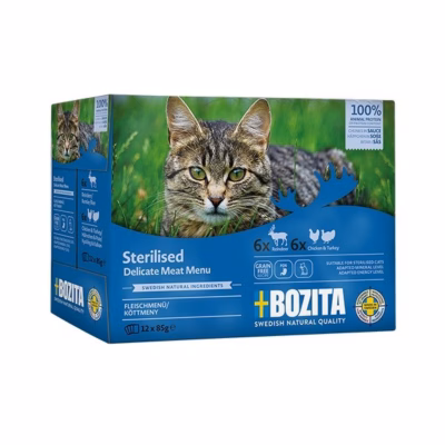 Kassimärgtoit BOZITA Sterilised Delicate Meat Menu, 12 × 85 g (täissööt)