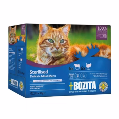 Kasside märgtoit BOZITA Sterilised Delicate Meat Menu in Jelly, täissööt, 1,35 kg