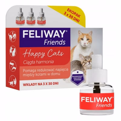 Kasside rahustaja täitepudel CEVA Feliway Friends, 3 × 48 ml