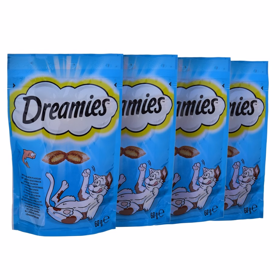 Kassi maiuste valikukarp Dreamies Variety Snack Box, 12 × 60 g, lõhe-, juustu- ja kanamaitse - 4
