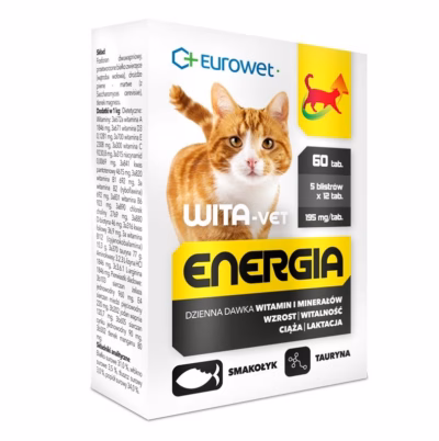 Kassi toidulisand EUROWET Wita-Vet Energia, 60 tabletti, gluteeni- ja suhkruvaba