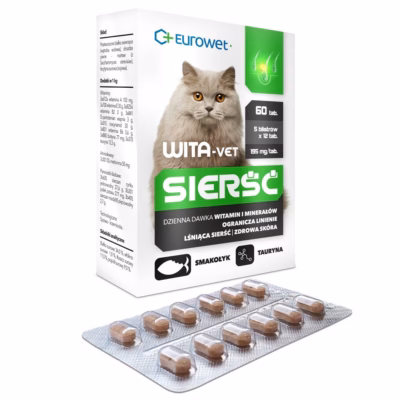 Kassi toidulisand EUROWET Wita-Vet Coat, 60 tabletti