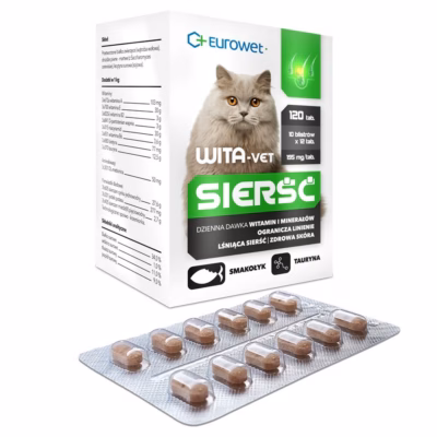 Kasside toidulisand EUROWET Wita-Vet Coat, tabletid, 120 tabletti