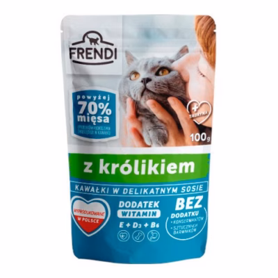 Kassimärgtoit Frendi küülikuga kastmes, tükid kastmes, 100 g kotike