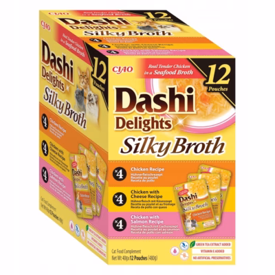 Kasside märgtoit INABA Dashi Delights Silky Broth, kana ja lõhe, 660 g
