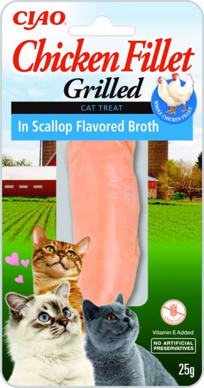 Kassimaius INABA Ciao Grilled Fillets, grillitud kanafilee kammkarbimaitselises puljongis, 25 g