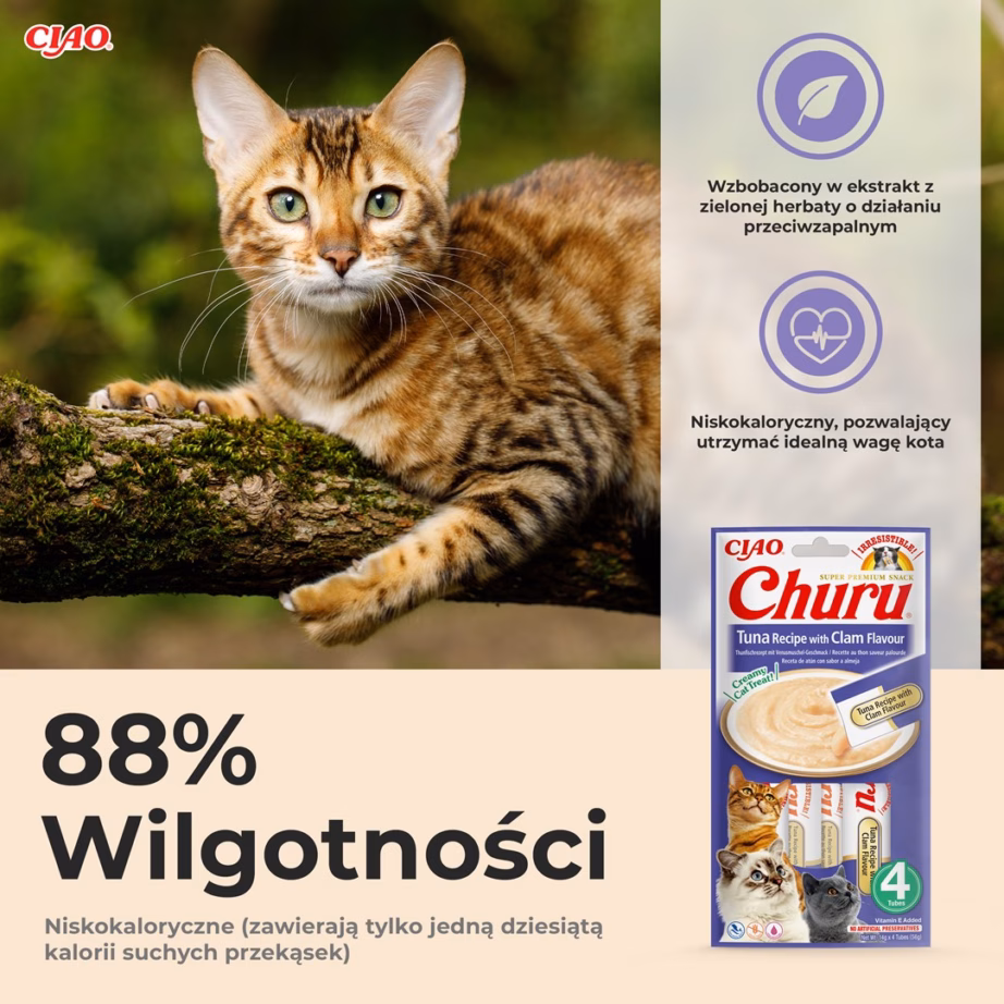 Kassi maius INABA Churu tuunikala- ja karbimaitseline pasta, 4 × 14 g - 6