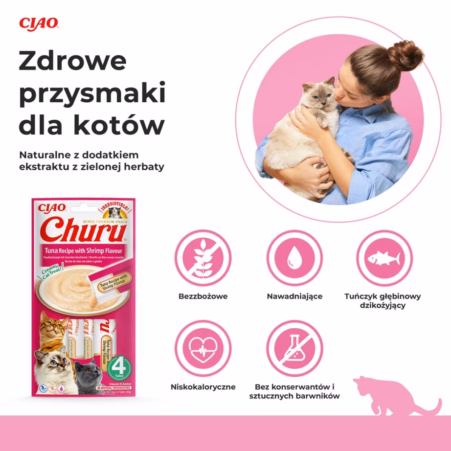 Kassimaius INABA Churu tuunikala krevetimaitsega pasta, 4 × 14 g - 4