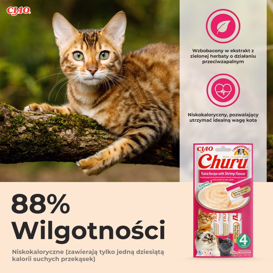 Kassimaius INABA Churu tuunikala krevetimaitsega pasta, 4 × 14 g - 6