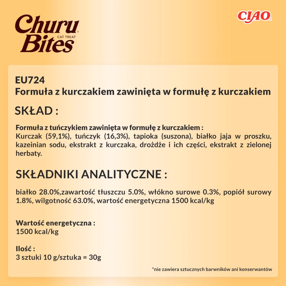 Kassimaius INABA Churu Bites Chicken, kana retseptiga, 3 × 10 g - 5