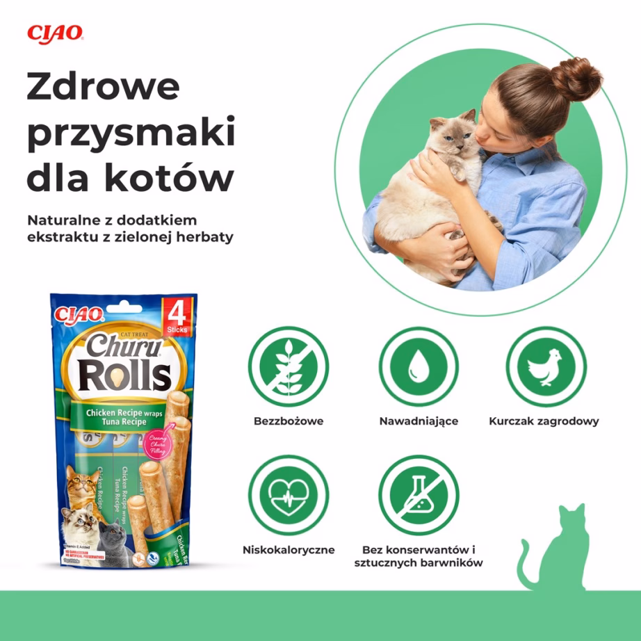 Kassimaius INABA Churu Rolls kana-tuunaretseptiga rullid, 4 × 10 g - 6