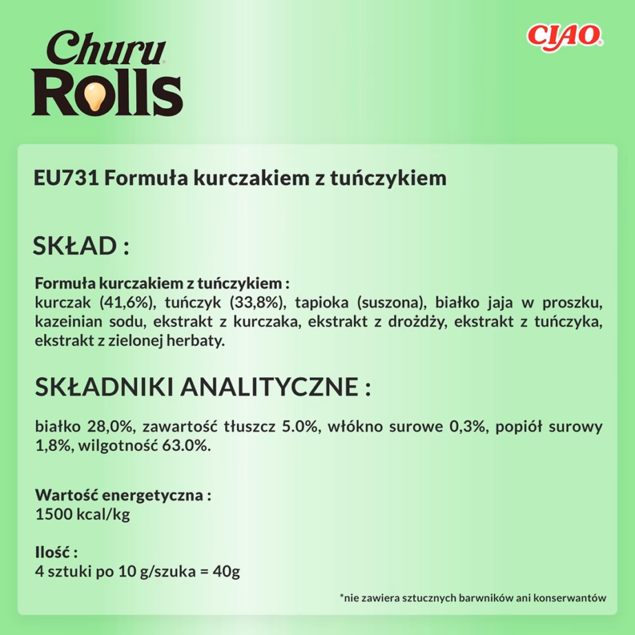 Kassimaius INABA Churu Rolls kana-tuunaretseptiga rullid, 4 × 10 g - 7