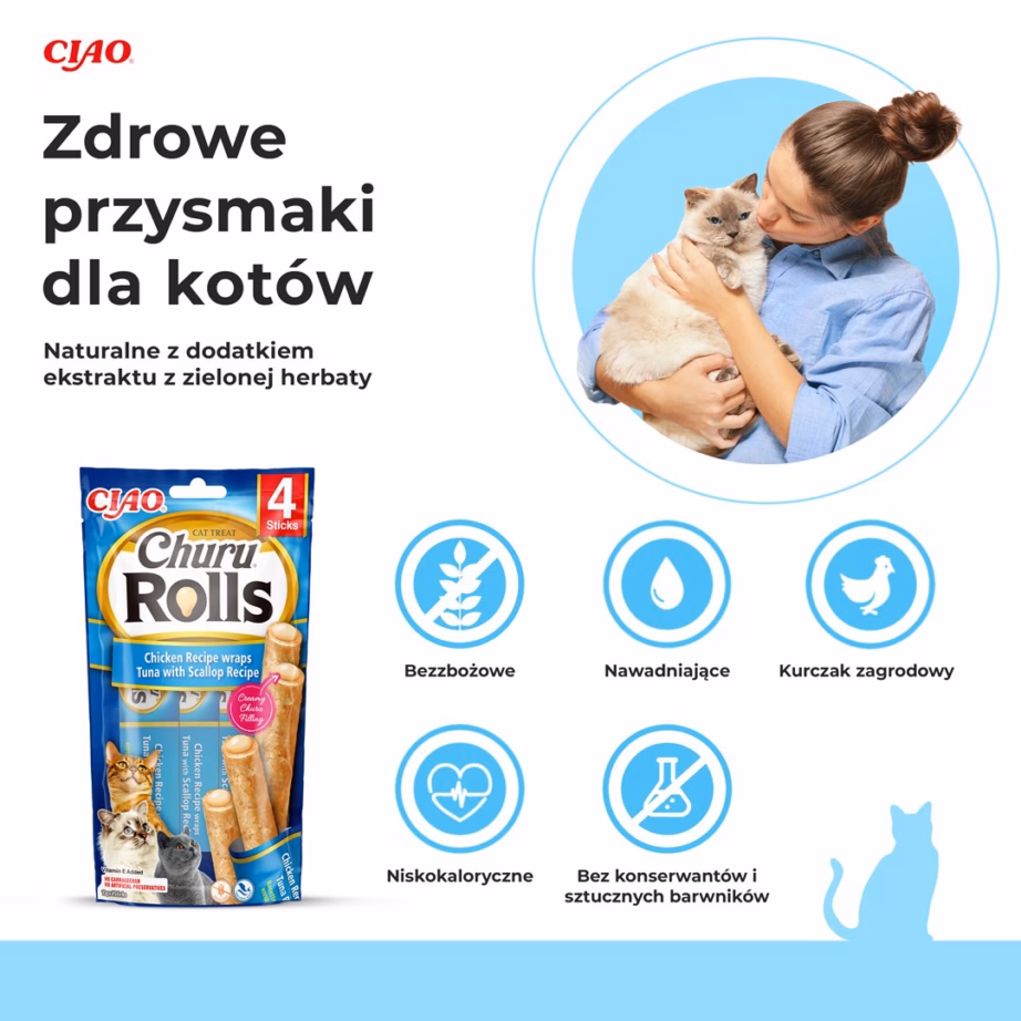 Kassimaius INABA Churu Rolls Chicken Wraps Tuna with Scallop, 4 x 10 g - 6