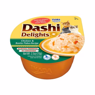 Kassimaius INABA Dashi Delights kana ja bonito helvestega puljongis, 70 g