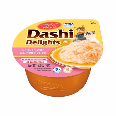Kassimaitse INABA Dashi Delights kana lõhega puljongis, 70 g