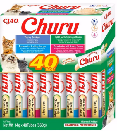 Kassimaitse INABA Churu Variety Box, tuunikala ja mereannid, 40 × 14 g