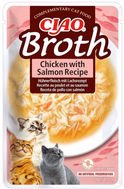 Kassimaitse INABA Ciao Broth kana ja lõhega, vedel puljong, 40 g