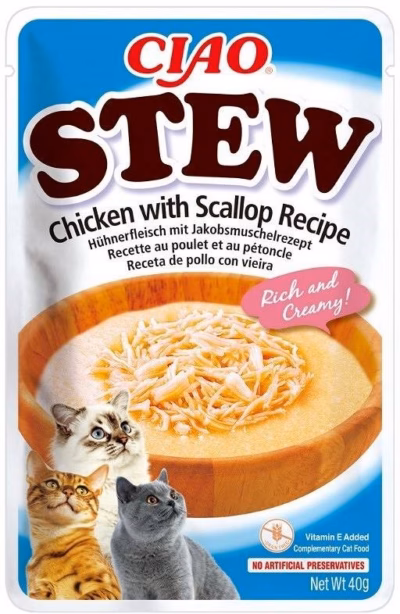 Kassimaitse INABA Ciao Stew kana ja kammkarbiga, 40 g (kotike)