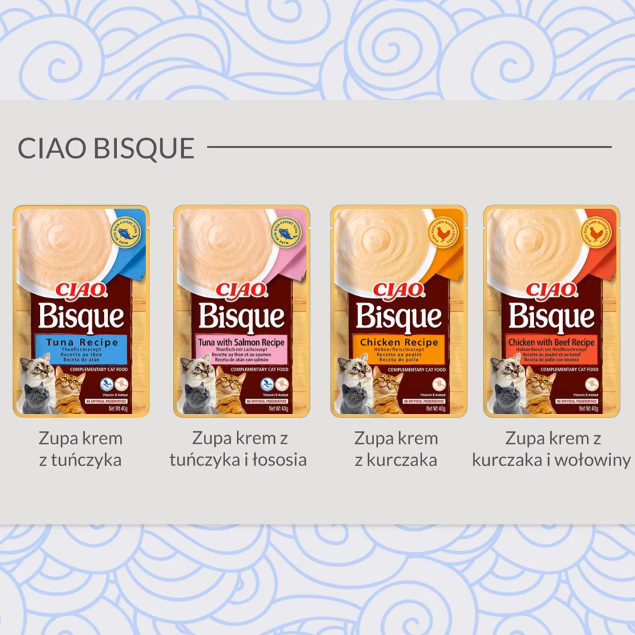 Kassi maius INABA Ciao Bisque tuunikalaga ja lõhega, 40 g (kotike) - 2
