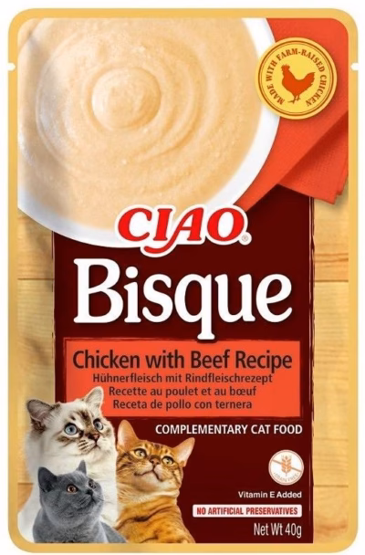 Kassimaitse INABA Ciao Bisque kana ja veiselihaga, 40 g