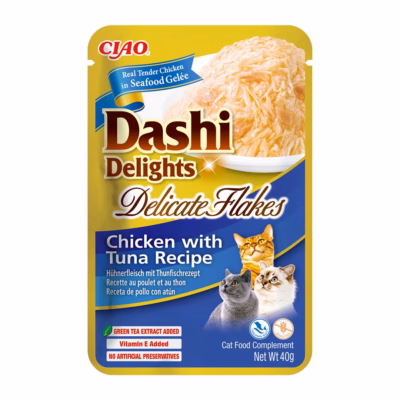 Kassimaitse INABA Dashi Delights Delicate Flakes kana ja tuunikalaga, 40 g