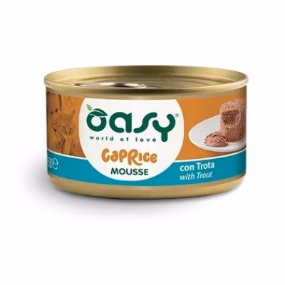 Kasside märgtoit Oasy OASY Caprice mousse forelliga, 85 g (täissööt täiskasvanud kassile)