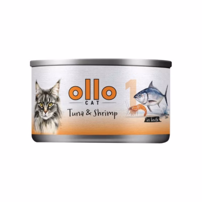 Kasside märgtoit OLLO Cat nr 1 Tuna & Shrimp in broth, täiendtoit, 70 g