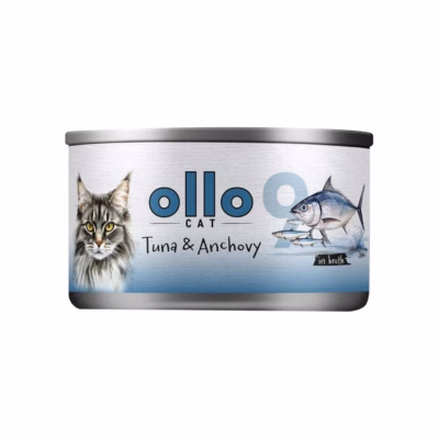 Kasside märgtoit OLLO Cat nr 9 Tuna & Anchovy in broth, tuunikala ja anšoovis, 70 g