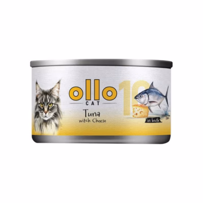 Kasside märgtoit OLLO Cat nr 10 Tuna & Cheese in broth, täiendtoit, 70 g