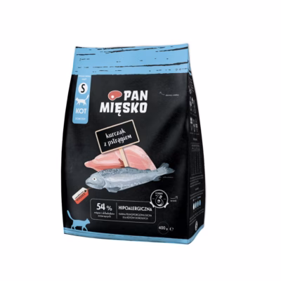 Kuiv kassitoit PAN MIĘSKO Chicken with trout S täiskasvanud kassile, 400 g