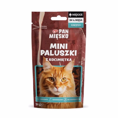 Kassi maius PAN MIĘSKO Mini Duck Sticks with catnip, pardimaitselised pulgad, 50 g