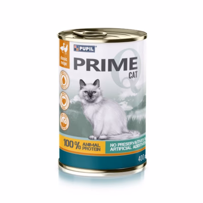 Kassikonserv PUPIL Prime Rich in chicken and duck, täissööt täiskasvanud kassile, 400 g