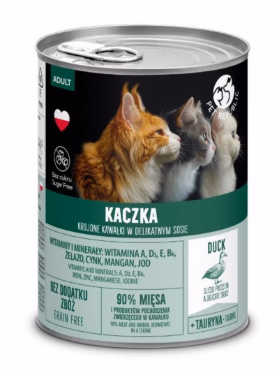 Kassikonserv PetRepublic Adult Duck, märgtoit täiskasvanud kassile 400 g