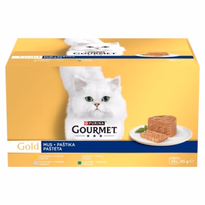 Kasside märgtoit PURINA NESTLE GOURMET Gold Mousse, täissööt täiskasvanule, 48 × 85 g