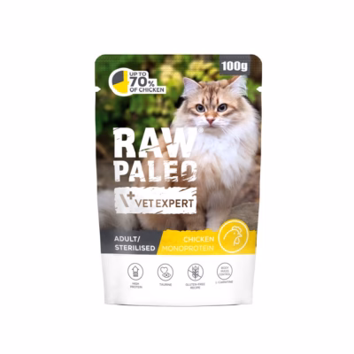 Märg kassitoit VetExpert VETEXPERT Raw Paleo Adult Sterilised Chicken, 100 g