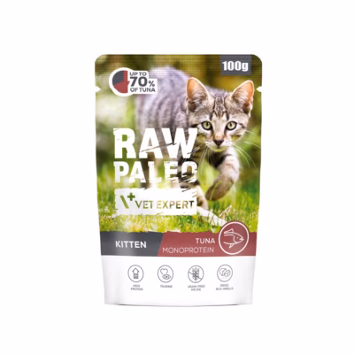 Kassipoja märgtoit VetExpert VETEXPERT Raw Paleo Kitten Tuna, 100 g
