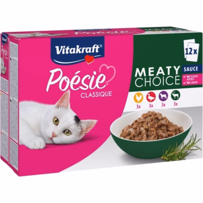Märg kassitoit Vitakraft Poésie Classique Meaty Choice, linnulihaga, 12 × 85 g