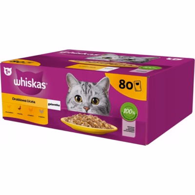 Kasside märgtoit WHISKAS Poultry feast in jelly, täissööt täiskasvanud kassile, 85 g